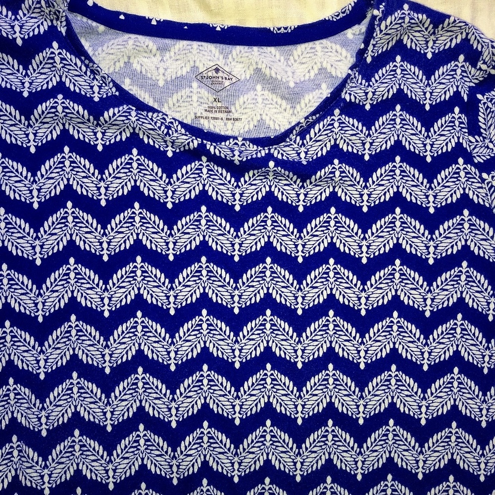 St John's Bay Shirt Size XL Chevron Leaves Print - Picture 6 of 8
